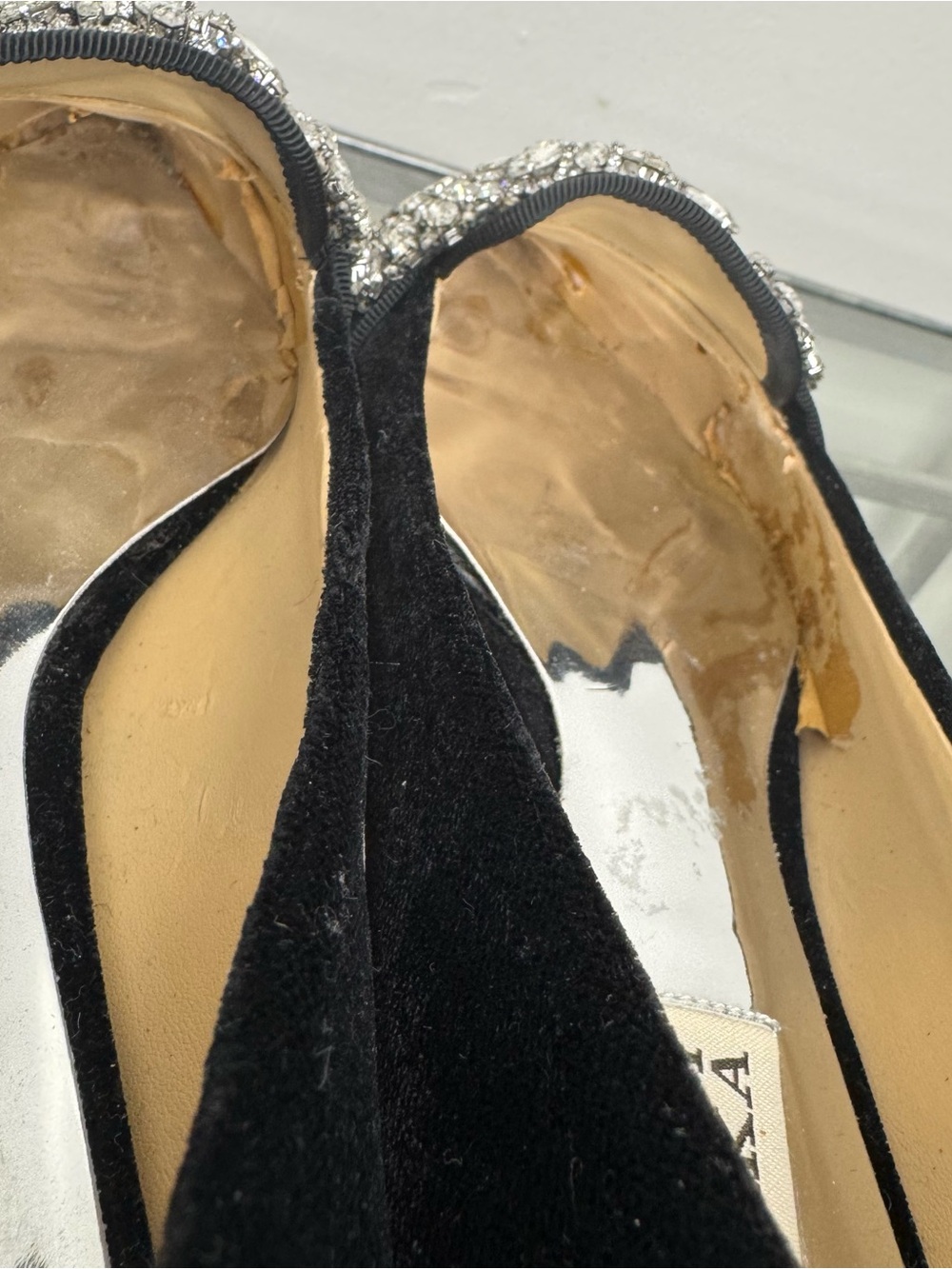 Badgley Mischka Echo Embellished Loafer Flats Black Velvet Size 9 - Picture 9 of 11